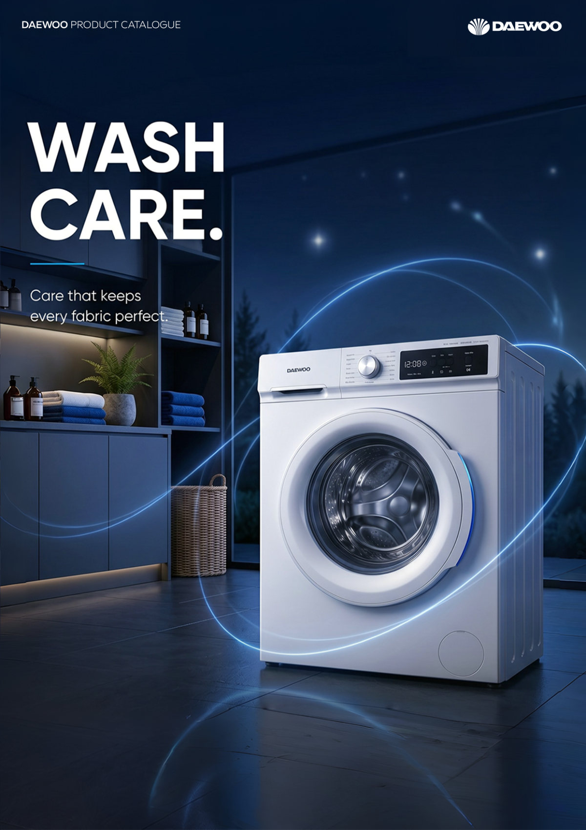 Daewoo washing machine in a contemporary utility space